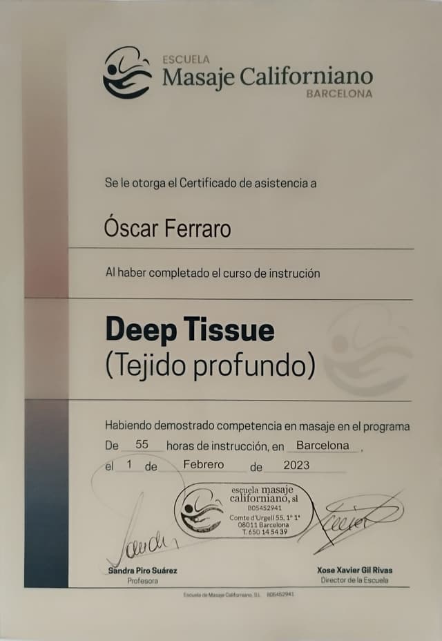 Certificado de masaje deep tissue - Técnicas de tejido profundo en Asunción